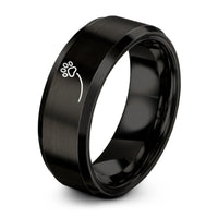 engraved tungsten ring men – black tungsten paw trail ring