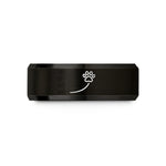 tungsten rings for men and women – black tungsten paw trail wedding band