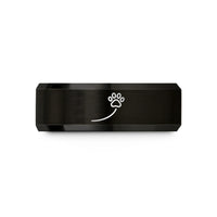 tungsten rings for men and women – black tungsten paw trail wedding band