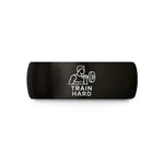 engraved tungsten ring gift – black tungsten train hard barbell wedding band