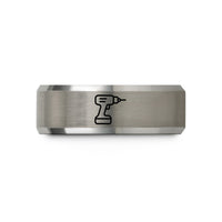 tungsten ring for men – black & grey tungsten cordless drill wedding band