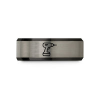 tungsten wedding ring – black & grey tungsten cordless drill wedding band