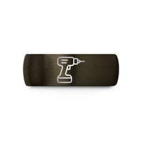 custom tungsten band gift – gunmetal & black tungsten cordless drill wedding band