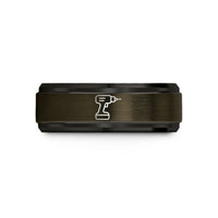 custom tungsten band gift – gunmetal & black tungsten cordless drill wedding band