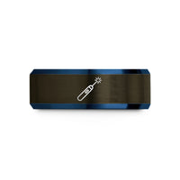 tungsten ring for couples – gunmetal & blue tungsten laser pointer wedding band