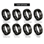 font options for inside engraving on black spectrogram bars headphones rings