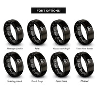 font options for inside engraving on black spectrogram bars headphones rings