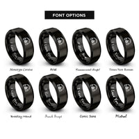 font options for inside engraving on black spectrogram bars headphones rings