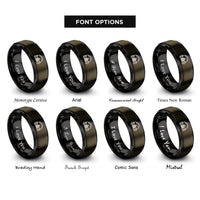 font options for inside engraving on gunmetal & black spectrogram bars headphones rings