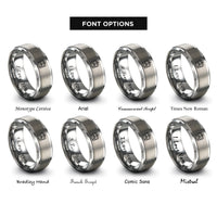 font options for inside engraving on silver spectrum analyzer rings
