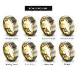 font options for inside engraving on gold & silver spectrum line wave rings