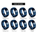 font options for inside engraving on blue spectrum lines heart rings