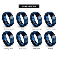 font options for inside engraving on blue spectrum lines heart rings