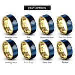 font options for inside engraving on gold & blue spectrum lines heart rings