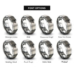 font options for inside engraving on gray spectrum lines heart rings