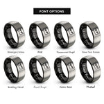 font options for inside engraving on black & silver speech bubble rings