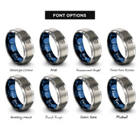 font options for inside engraving on blue & gray speech bubble rings