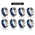 font options for inside engraving on blue & grey speech bubble ellipsis rings