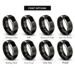 font options for inside engraving on black & silver speed bag swivel rings