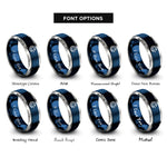 font options for inside engraving on blue & silver speed light rings