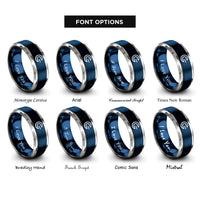 font options for inside engraving on blue & silver speed light rings