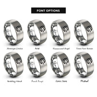 font options for inside engraving on silver speed light rings