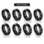 font options for inside engraving on black & silver speed pourer rings