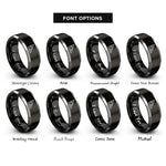 font options for inside engraving on black & gray speed square rings