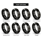 font options for inside engraving on black & silver speed square rings