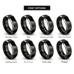 font options for inside engraving on black & gray speed square rings