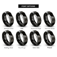 font options for inside engraving on black & gray speed square rings