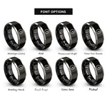 font options for inside engraving on black & silver speedometer rings