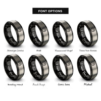 font options for inside engraving on black & gray speedometer rings