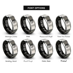 font options for inside engraving on black & silver speedometer rings