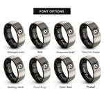 font options for inside engraving on black & silver speedometer rings