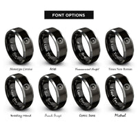 font options for inside engraving on black & gray speedometer rings
