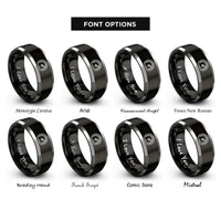 font options for inside engraving on black & gray speedometer rings