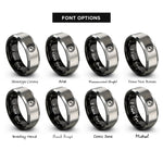 font options for inside engraving on black & grey speedometer rings