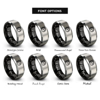 font options for inside engraving on black & grey speedometer rings