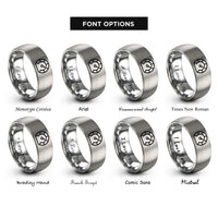 font options for inside engraving on silver speedometer rings