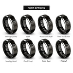 font options for inside engraving on black & silver speedometer needle sweep rings