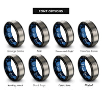 font options for inside engraving on black & blue & gray speedster runner sprint rings