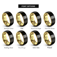 font options for inside engraving on black & gold spell book rings
