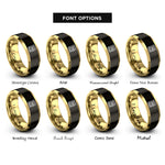 font options for inside engraving on black & gold spell book rings