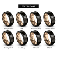 font options for inside engraving on black & rose gold spell book rings
