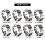 font options for inside engraving on gray spellbook emblem quill rings