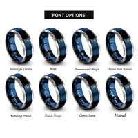 font options for inside engraving on blue & gray spellbook lock rings