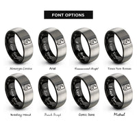 font options for inside engraving on black & grey spellbook moon rings