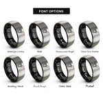 font options for inside engraving on black & silver sphynx rings