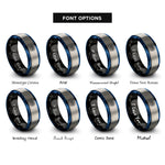 font options for inside engraving on black & blue & grey spider emblem web rings